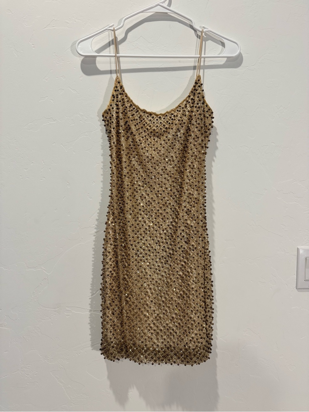 Oh Polly Gold Beaded Mini Dress- UK8 US6- Party NYE